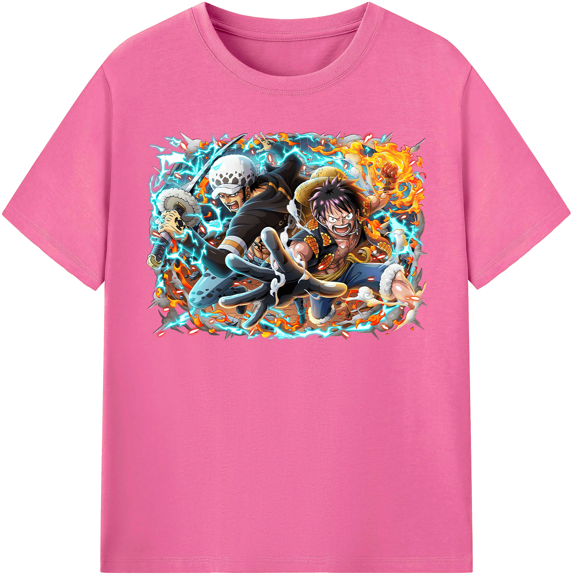 ワンピース モンキー・D・ルフィ ONE PIECE Monkey D. Luffy レディースカジュアルプリントTシャツ（綿100％）